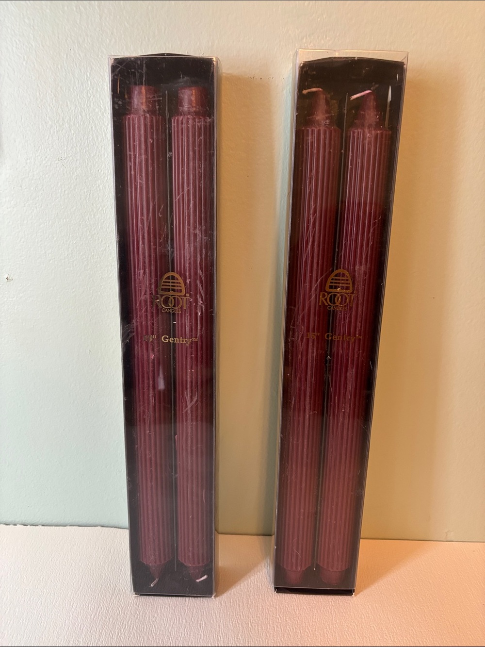 Root Candles Gentry 15” Taper Candles -Wine